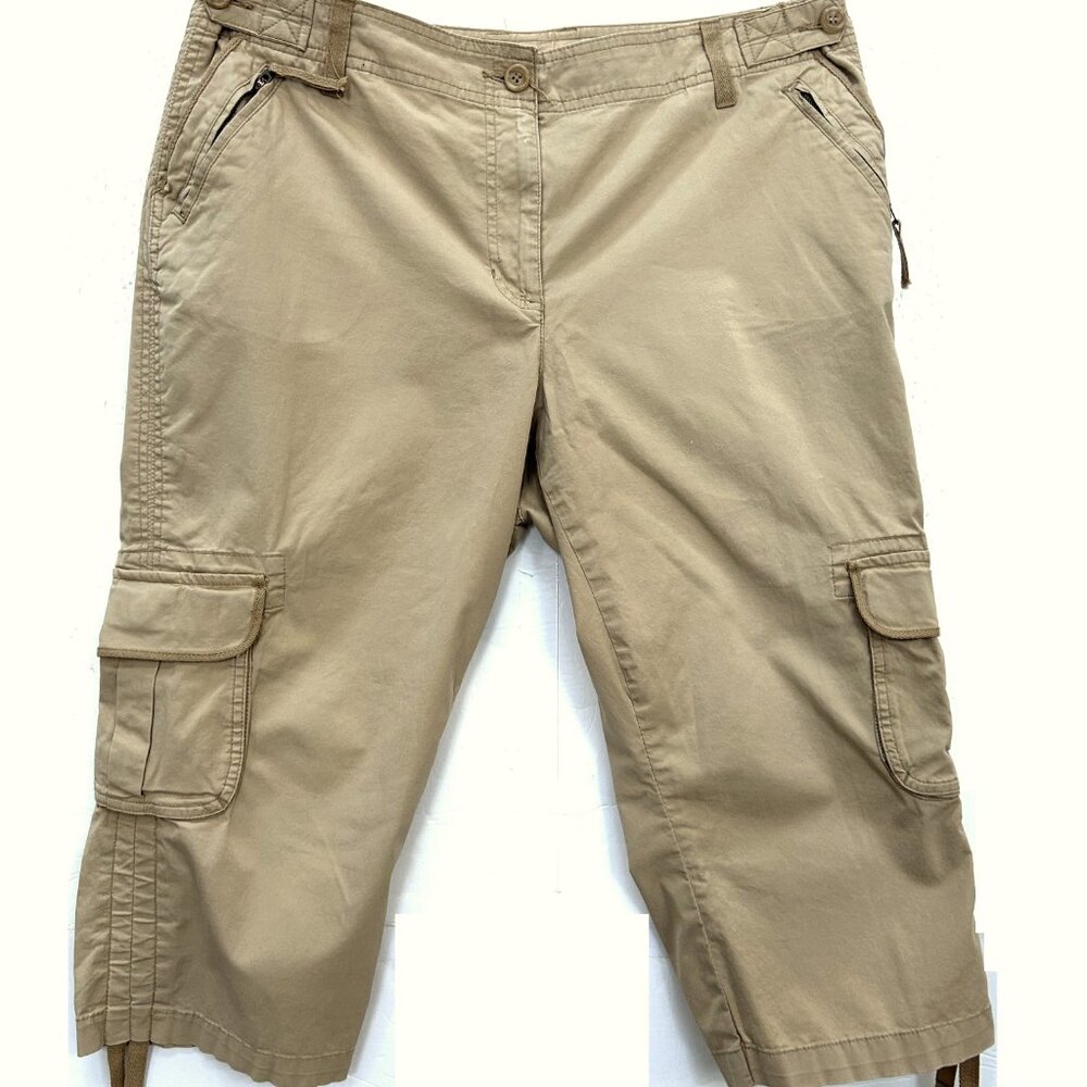 Style & Co Capri Cargo Pants Khaki Beige Cotton size 14